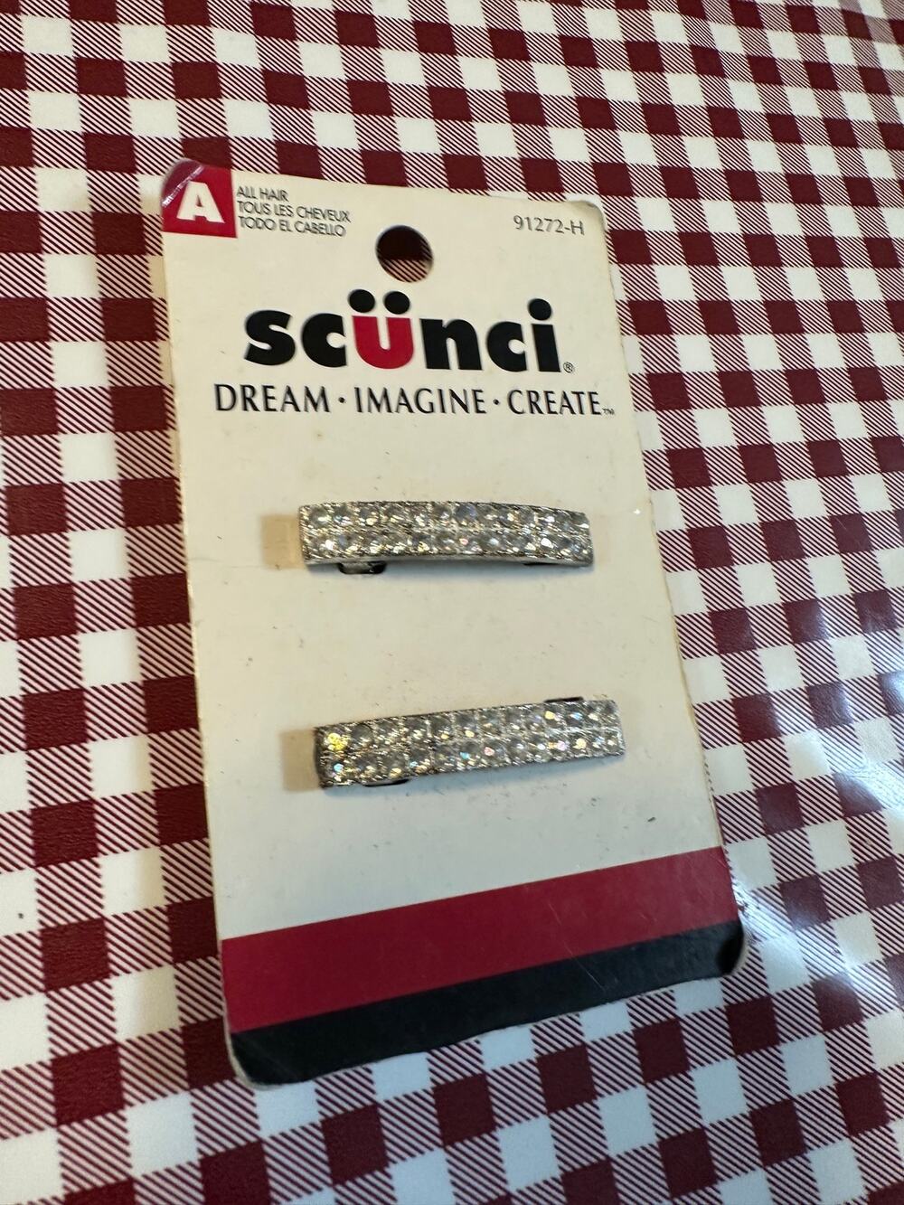 Vtg 2003 Scunci Dream Imagine Create Rhinestone Barrettes Silver Hair Clips NIP